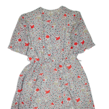 Womens Day Dress White Crazy Pattern Short Sleeve Knee Length L