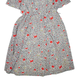 Womens Day Dress White Crazy Pattern Short Sleeve Knee Length L