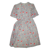 Womens Day Dress White Crazy Pattern Short Sleeve Knee Length L