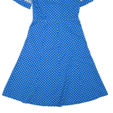 Womens Day Dress Blue Spotted Short Sleeve Knee Length M