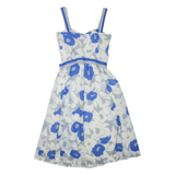 FINK MODELL Womens Day Dress White Floral Sleeveless Knee Length S