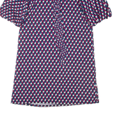 PHASE EIGHT Womens Day Dress Blue Geometric Short Sleeve Knee Length UK 12