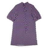 PHASE EIGHT Womens Day Dress Blue Geometric Short Sleeve Knee Length UK 12