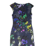 PHASE EIGHT Womens Pencil Dress Black Floral Short Sleeve Knee Length UK 8
