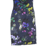 PHASE EIGHT Womens Pencil Dress Black Floral Short Sleeve Knee Length UK 8