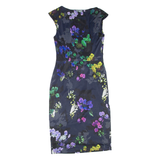PHASE EIGHT Womens Pencil Dress Black Floral Short Sleeve Knee Length UK 8