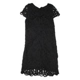 PHASE EIGHT Womens Day Dress Black Viscose Short Sleeve Knee Length L