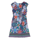 MONSOON Womens Day Dress Blue Viscose Floral Sleeveless Short UK 12