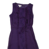 MONSOON Belted Womens Day Dress Purple Sleeveless Knee Length UK 8