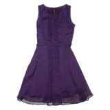 MONSOON Belted Womens Day Dress Purple Sleeveless Knee Length UK 8
