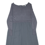 MINT VELVET Womens Day Dress Grey Viscose Long Sleeve Hi-Low L