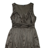 DKNY Womens Fit & Flare Dress Brown Silk Sleeveless Short S