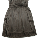 DKNY Womens Fit & Flare Dress Brown Silk Sleeveless Short S
