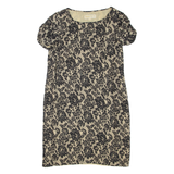 MICHAEL KORS Womens Shift Dress Black Silk Floral Short Sleeve Short L