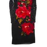 PHASE EIGHT Womens Bodycon Dress Black Viscose Floral Long Sleeve Midi M