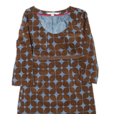 BODEN Womens Day Dress Brown Geometric Long Sleeve Knee Length UK 8