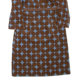 BODEN Womens Day Dress Brown Geometric Long Sleeve Knee Length UK 8