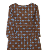 BODEN Womens Day Dress Brown Geometric Long Sleeve Knee Length UK 8