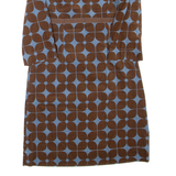 BODEN Womens Day Dress Brown Geometric Long Sleeve Knee Length UK 8