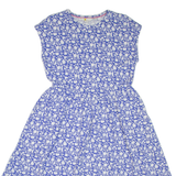 BODEN Womens Day Dress Blue Floral Short Sleeve Knee Length UK 8