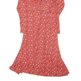 BODEN Womens Day Dress Red Viscose Floral Long Sleeve Midi UK 14