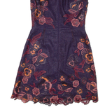 KAREN MILLEN Womens Day Dress Purple Floral Sleeveless Short UK 8