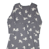 PHASE EIGHT Womens Day Dress Grey Viscose Long Sleeve Knee Length L