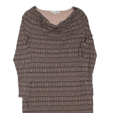 BODEN Womens Day Dress Brown Viscose Striped Long Sleeve Knee Length UK 14