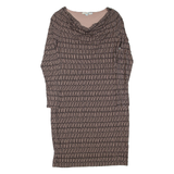 BODEN Womens Day Dress Brown Viscose Striped Long Sleeve Knee Length UK 14