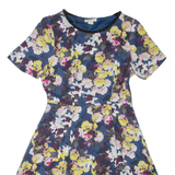 MONSOON Womens Fit & Flare Dress Blue Floral Short Sleeve Short UK 8