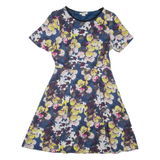 MONSOON Womens Fit & Flare Dress Blue Floral Short Sleeve Short UK 8