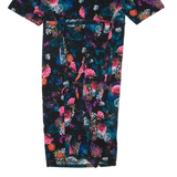 MONSOON Womens Day Dress Black Viscose Floral Short Sleeve Knee Length M