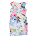 ROMAN Womens Day Dress Blue Viscose Floral Sleeveless Knee Length 2XL