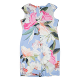 ROMAN Womens Day Dress Blue Viscose Floral Sleeveless Knee Length 2XL