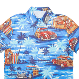 Mens Hawaiian Shirt Blue Floral S