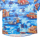 Mens Hawaiian Shirt Blue Floral S