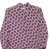 TOMMY HILFIGER Womens Shirt Red Viscose Geometric Long Sleeve UK 6
