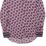 TOMMY HILFIGER Womens Shirt Red Viscose Geometric Long Sleeve UK 6
