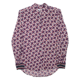 TOMMY HILFIGER Womens Shirt Red Viscose Geometric Long Sleeve UK 6