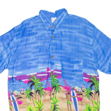 FOLGADA Mens Hawaiian Shirt Blue L