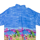 FOLGADA Mens Hawaiian Shirt Blue L