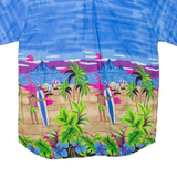 FOLGADA Mens Hawaiian Shirt Blue L