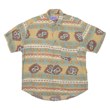 BASIC Mens Shirt Beige Crazy Pattern L
