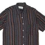 OZDEMIR Mens Shirt Brown Striped XL