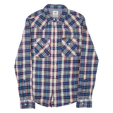 LEE Mens Shirt Blue Check Long Sleeve S