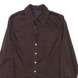 TOMMY HILFIGER Womens Plain Shirt Brown Long Sleeve XS