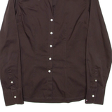 TOMMY HILFIGER Womens Plain Shirt Brown Long Sleeve XS