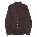 TOMMY HILFIGER Womens Plain Shirt Brown Long Sleeve XS