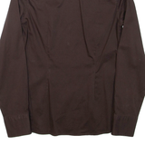 TOMMY HILFIGER Womens Plain Shirt Brown Long Sleeve XS