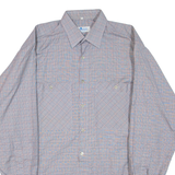 Mens Shirt Blue Check Long Sleeve XL
